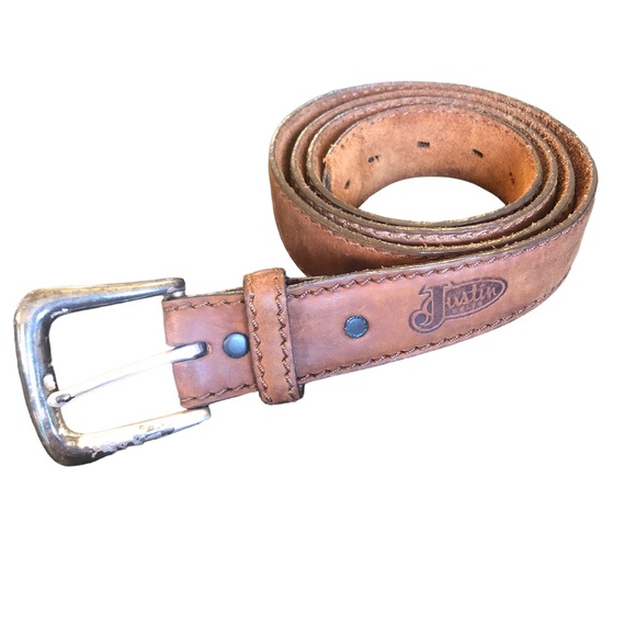 Justin’s Belt Light Colored Leather size 46 - Picture 3 of 9